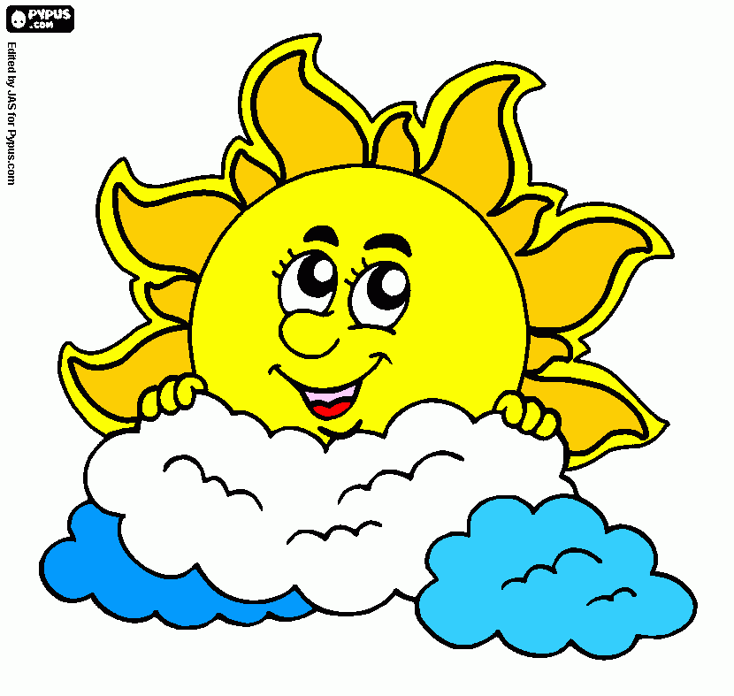 Omalovánka slunce s mrakem