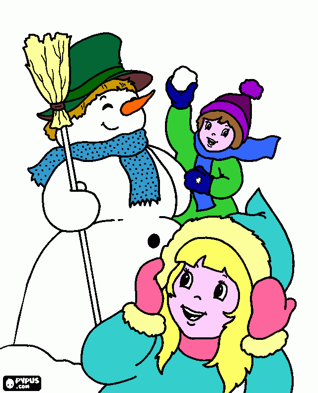 Omalovánka Sněhulák a děti