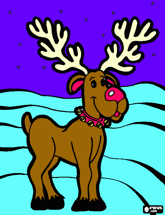 Omalovánka sob Rudolf anglicky reindeer Rudholp