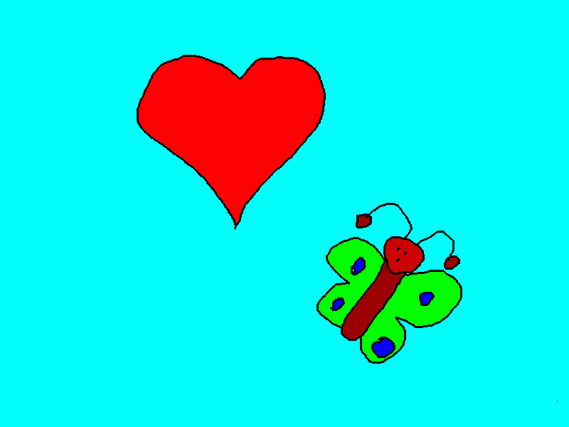 Omalovánka srdce a motýlek