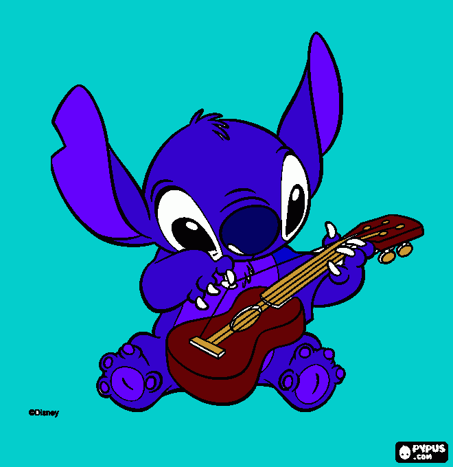 Omalovánka stich s ukulele
