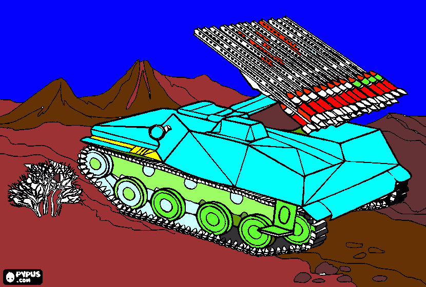 Omalovánka Tank, který střílí rakety