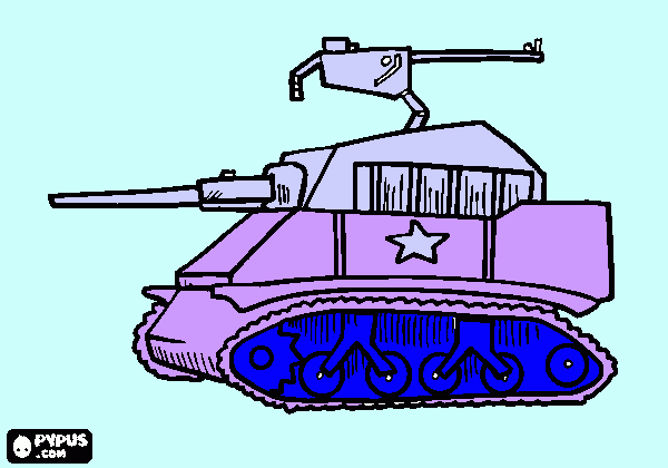 Omalovánka Tank s dělem střílí po králíčkovi, ale nestrefí se. Protože králíček mu uteče.