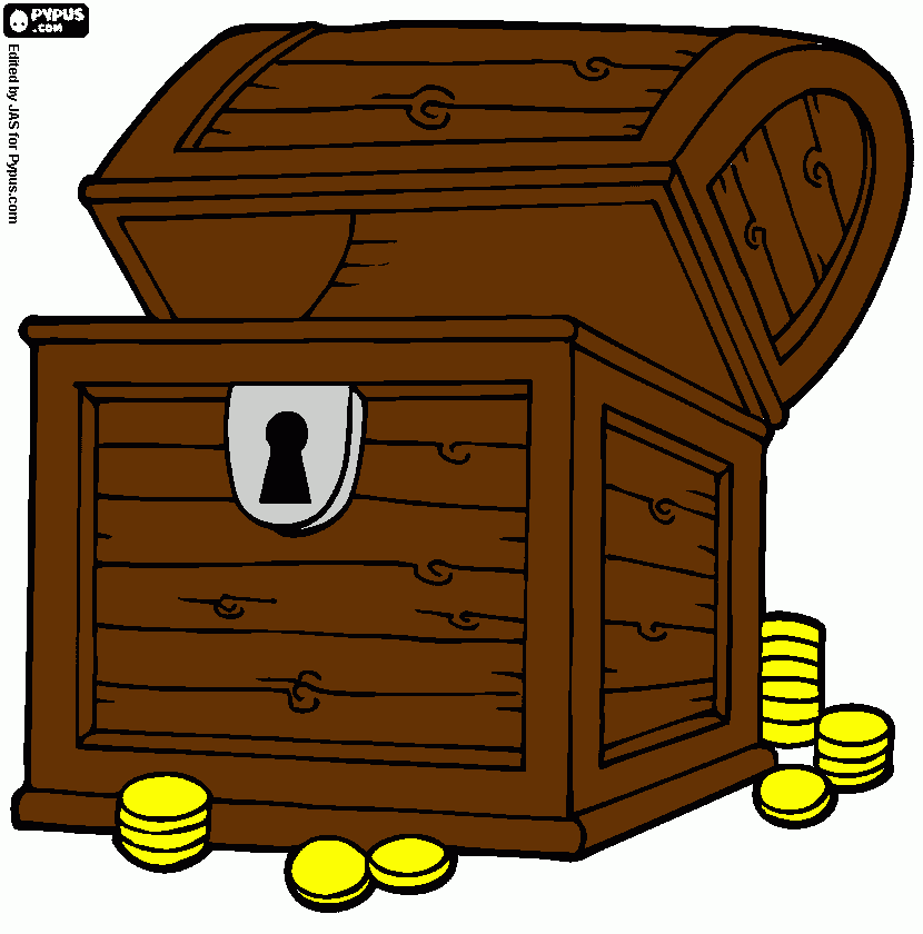 Omalovánka truhlica s pokladom