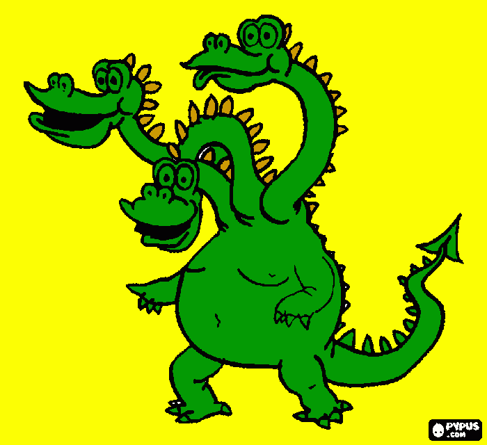 Omalovánka Tříhlavá saň s černými zuby