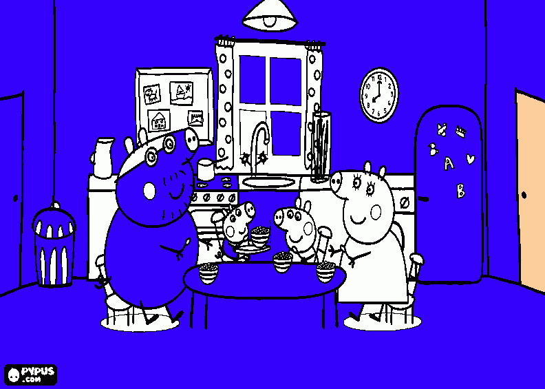 Omalovánka V kuchyni u prasátek