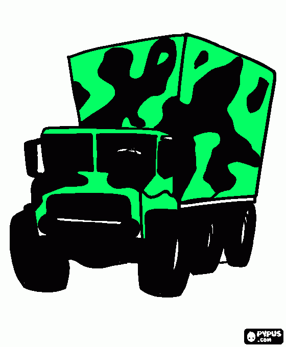 Omalovánka vojencký náklaďák