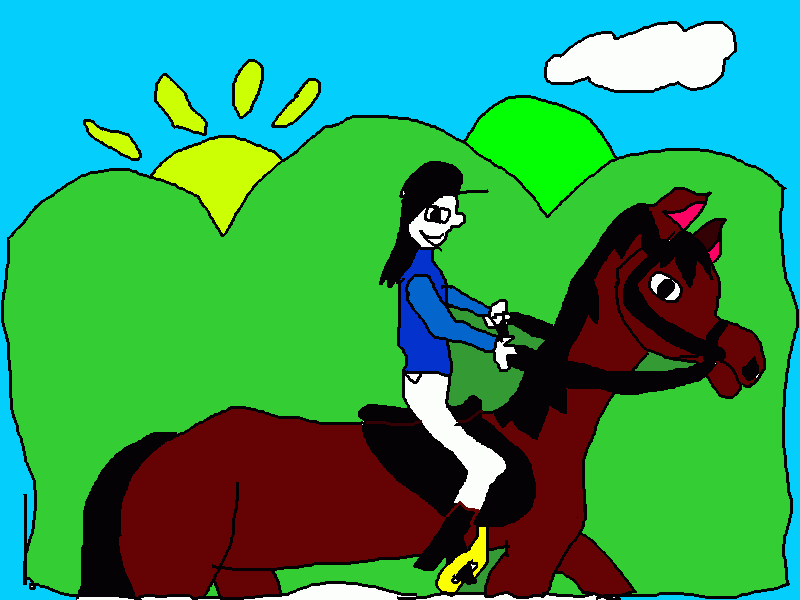 Omalovánka vrany hnedak bezici po loukach