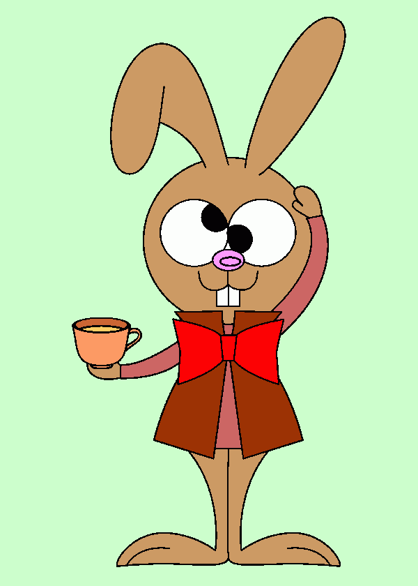 Omalovánka Zajíc Březnák s šálkem čaje