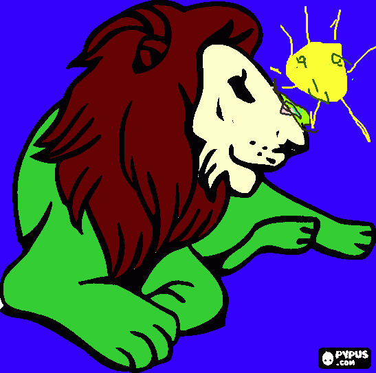 Omalovánka Zdenecek vybarvil lva a nakreslil mu sluníčko...