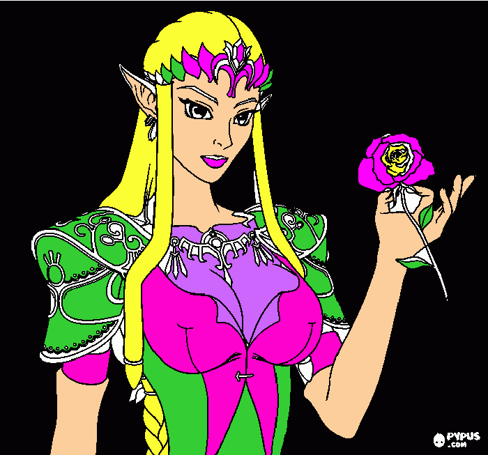 Omalovánka zelda s růzi v ruce