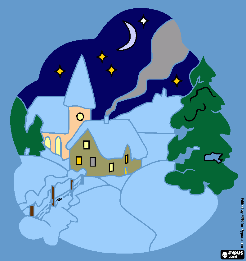 Omalovánka zimní kostelík