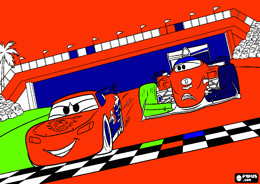 Omalovánka Závody Blesk Mc Queen a Framcesco