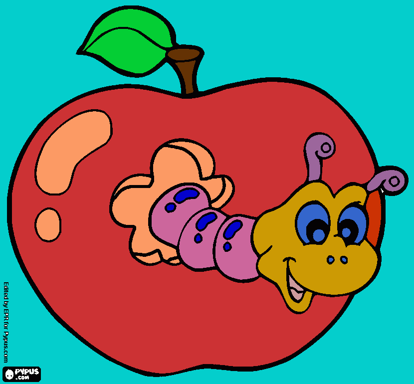 Omalovánka Červ v jablíčku