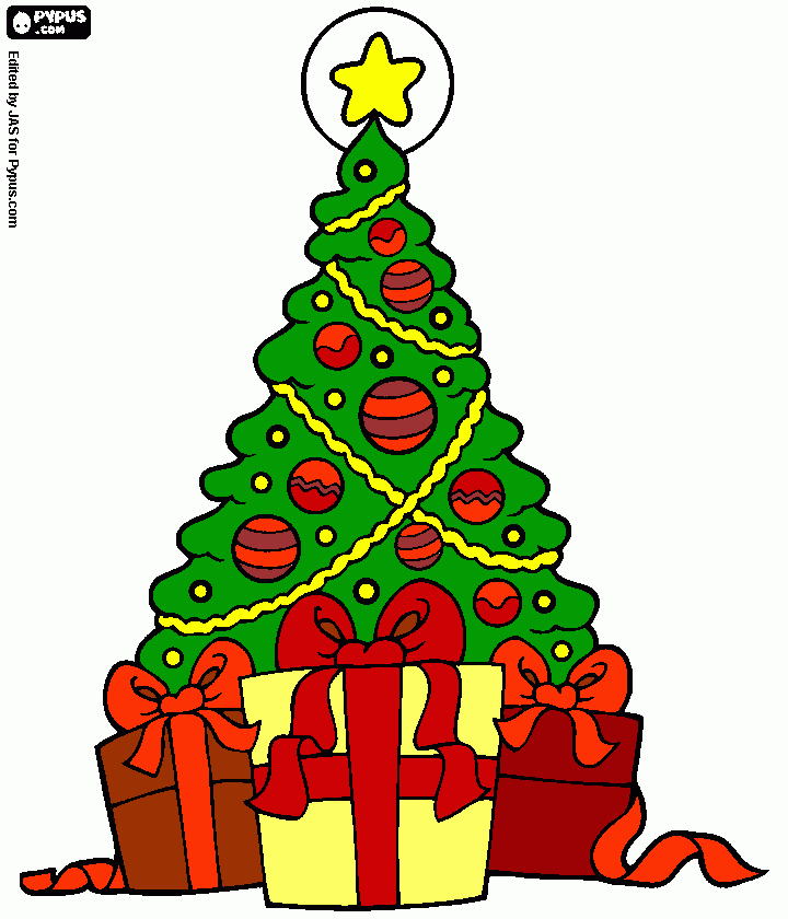 Omalovánka červený vánoční stromeček