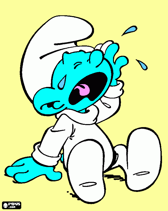 Omalovánka šmoulíček pláče